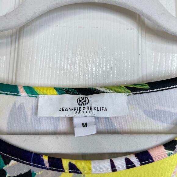 JEAN PIERRE KLIFA Daphne Sheath Dress Yellow Green Size Medium Abstract Bright - Picture 3 of 7